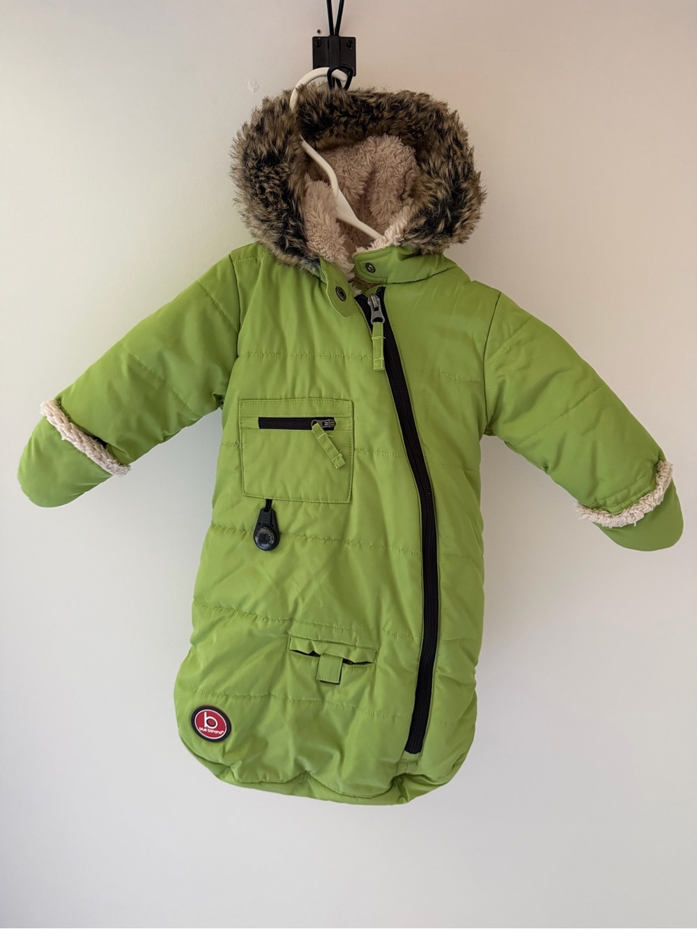 Blue Banana Green Bay Bunting with Faux-Fur Hood